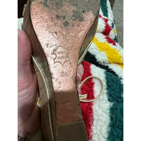 Charles David strappy Metallic Good Cork wedge sandals gold 8.5 - Picture 8 of 8